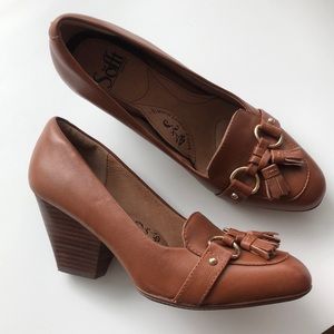 Sofft leather heels with tassel detail